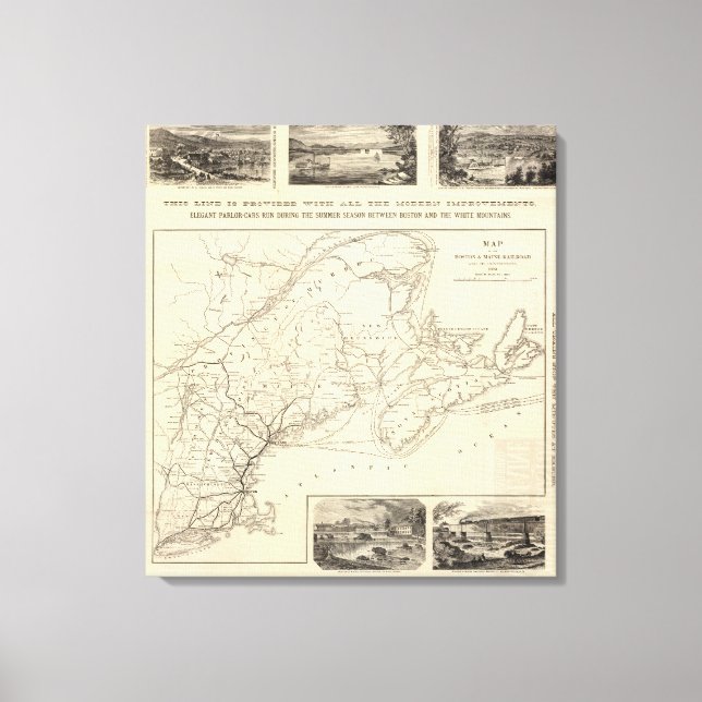 Toile Carte du chemin de fer Boston et Maine (Recto)