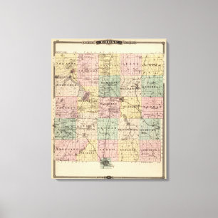 Toile Carte du comté de Dodge, État du Wisconsin