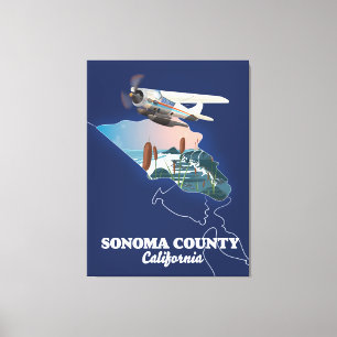 Toile Carte du comté de Sonoma Californie