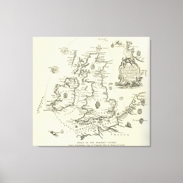 Toile Carte du cours de l'Armada espagnole (Recto)