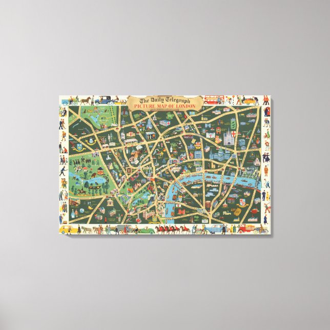 Toile Carte du Daily Telegraph de Londres (Recto)