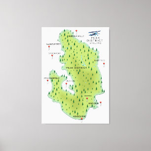 Toile Carte du district de Peak Angleterre