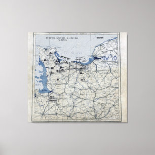 Toile Carte du jour J de la Seconde Guerre mondiale 6 ju