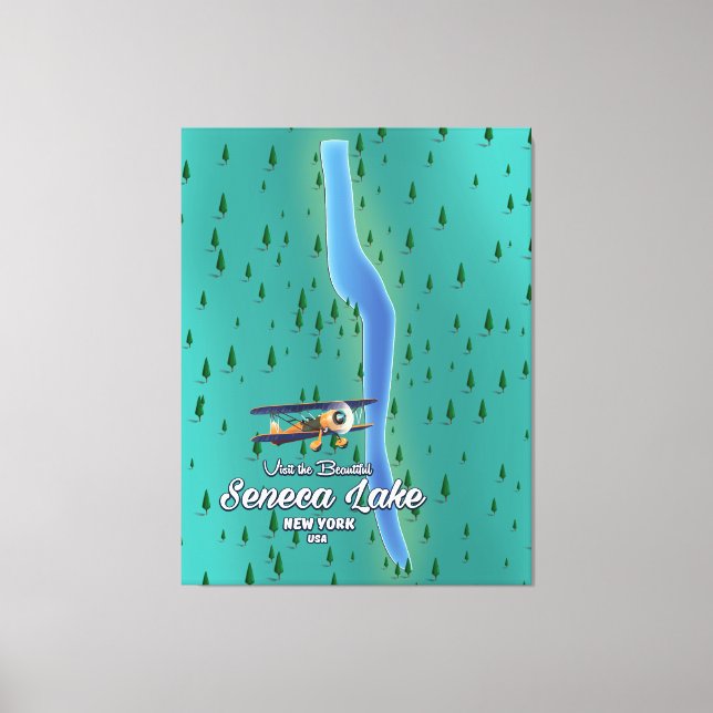 Toile Carte du lac Seneca, NYC (Recto)