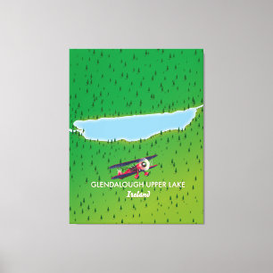 Toile carte du lac supérieur de Glendalough Irlande