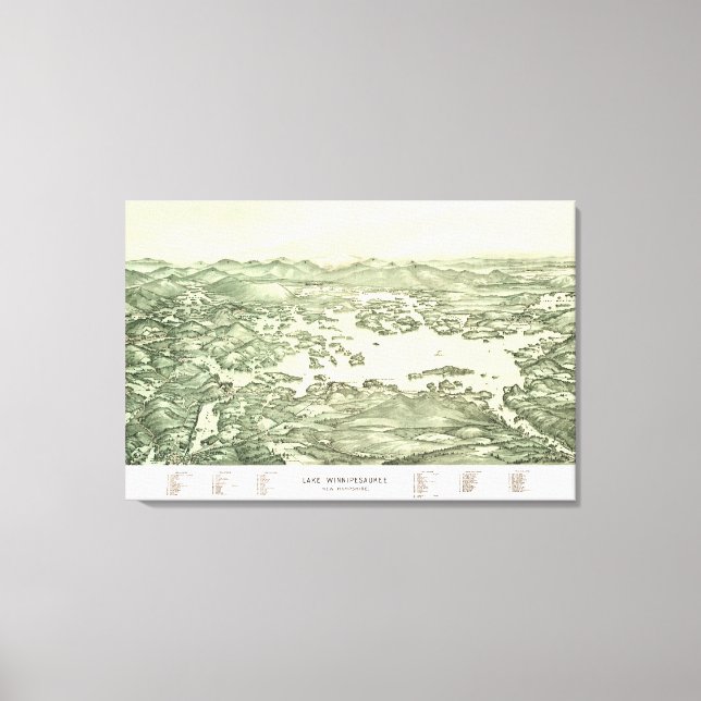 Toile Carte du lac Winnipesaukee de 1903 (Recto)