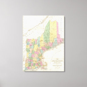 Toile Carte du Maine, New Hampshire, Vermont