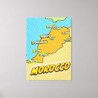 Carte du Maroc illustrée dans le style Pop Art