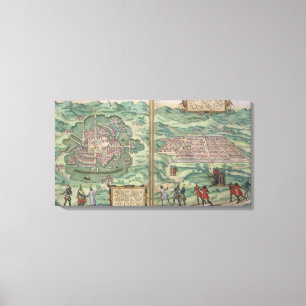 Toile Carte du Mexique et Cuzco, de 'Civitates Orbis Ter