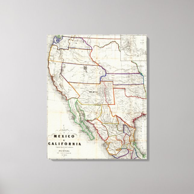 Toile Carte Du Mexique Et De La Californie (Recto)
