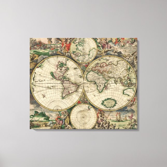 Toile Carte du Monde 1689 - par Gerard Van Schagen (Recto)