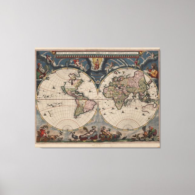 Toile Carte du monde antique : Art de la cartographie hi (Recto)