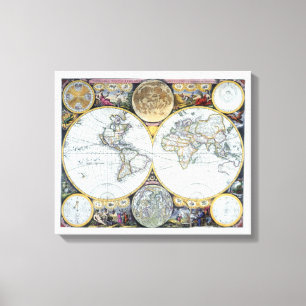 Toile Carte du monde antique, Atlas Maritimus par John S