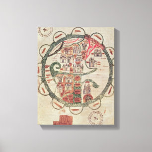 Toile Carte du monde avec Jérusalem au centre