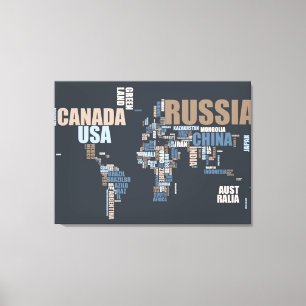 Toile Carte du monde dans les mots