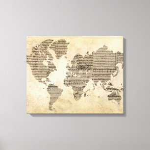 Toile Carte du monde de musique
