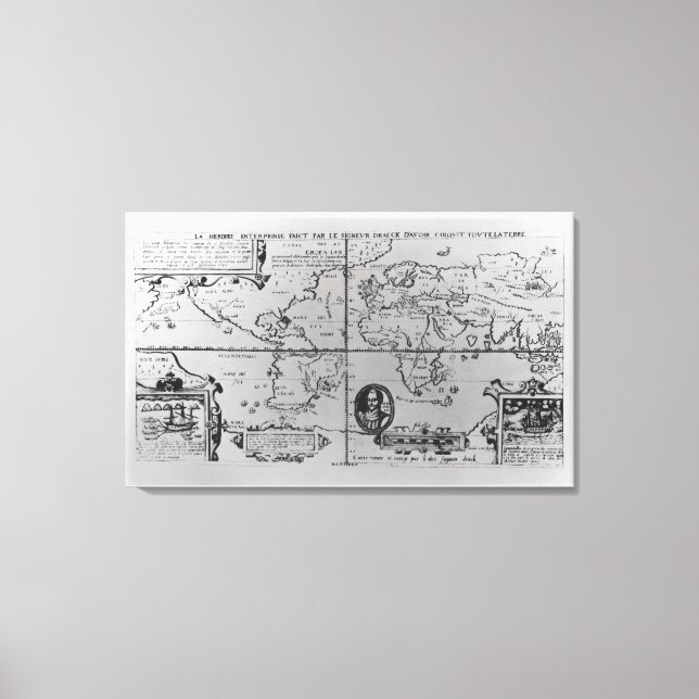 Toile Carte du monde détaillant les expéditions (Recto)