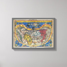 Toile Carte du monde en forme de coeur antique par Peter