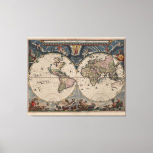 Toile Carte du monde Globe Travel Antique