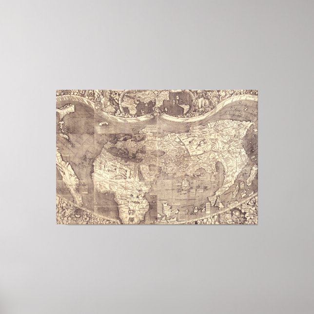 Toile Carte du monde Martin Waldseemuller 1507 (Recto)