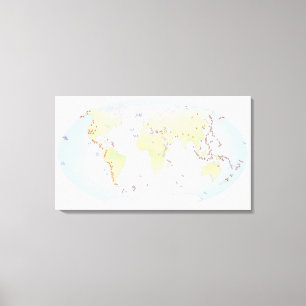Toile Carte du monde montrant des sites d'activité