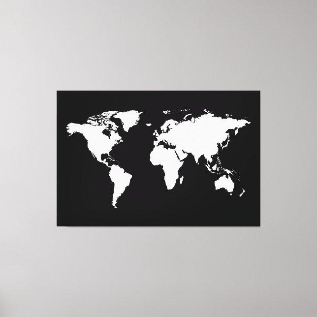 Toile carte du monde noir blanc (Recto)