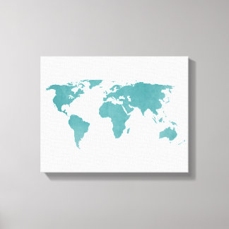Toile Carte du monde profond turquoise