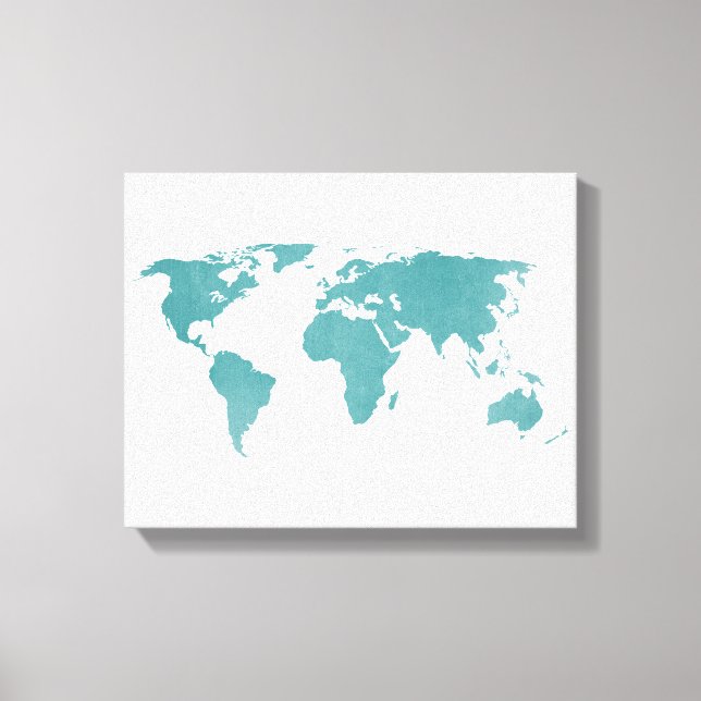 Toile Carte du monde profond turquoise (Recto)