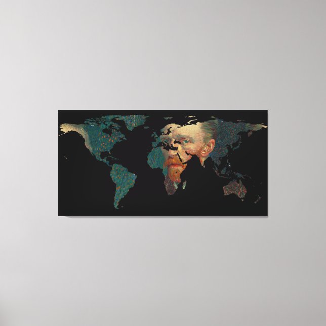 Toile Carte du monde Silhouette - Van Gogh Autoportrait (Recto)