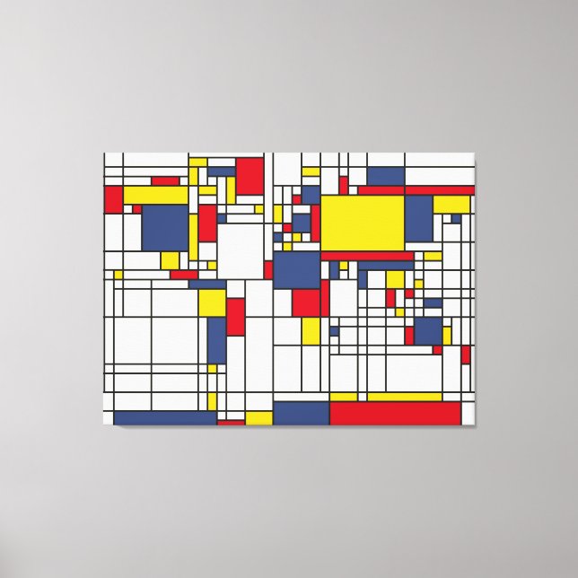 Toile Carte du monde Style Abstrait Mondrian (Recto)