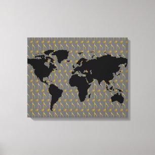 Toile Carte du monde sur le thème de la musique