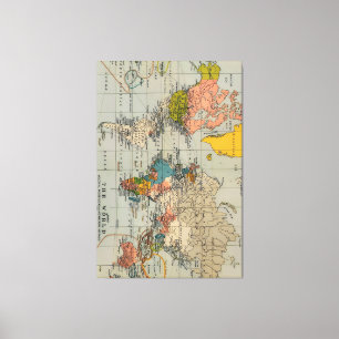 Toile carte du monde vintage