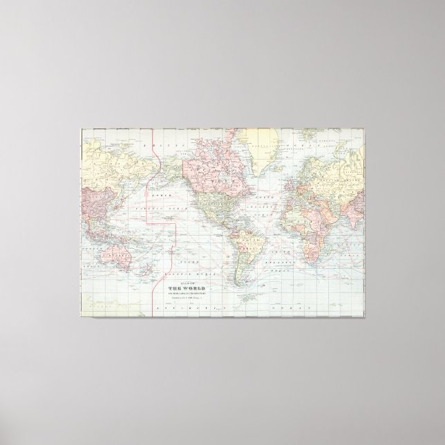 Toile Carte du monde vintage (1901) (Recto)