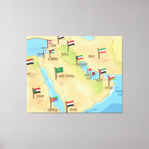 Toile Carte du Moyen-Orient