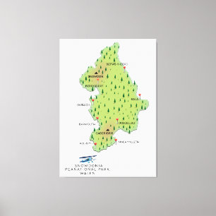 Toile carte du parc national de Snowdonia, Pays de Galle