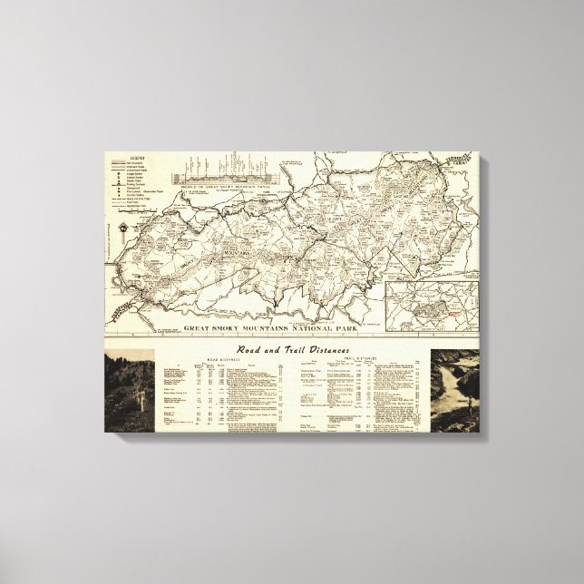 Toile Carte du parc national des Great Smoky Mountains (Recto)