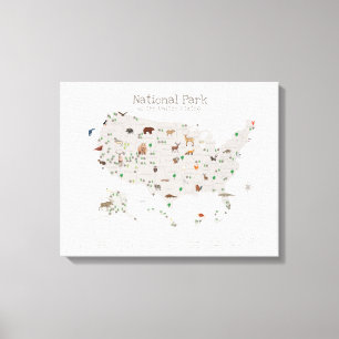 Toile Carte du parc national Earth Tone Woodland Nursery