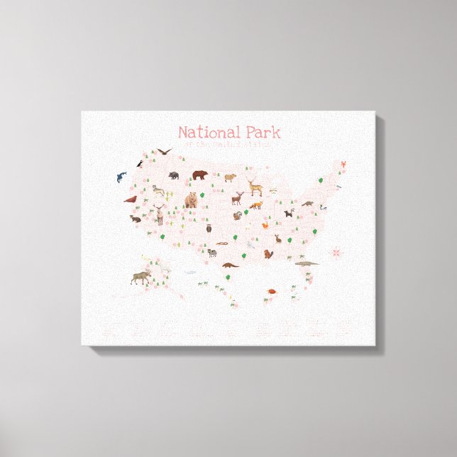 Toile Carte du parc national rose Pépinière des bois (Recto)