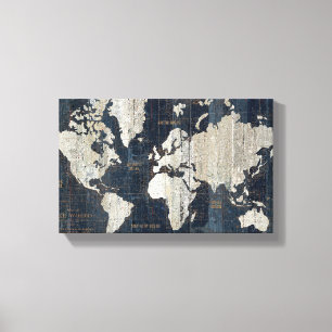 Toile Carte du Vieux-Monde Bleu