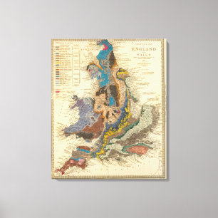 Toile Carte géologique, Angleterre, Pays de Galles