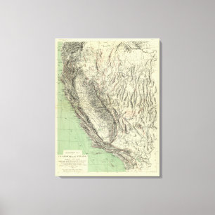Toile Carte géomorphique, Californie, Nevada