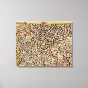 Toile Carte gravée de vallée du Rhin