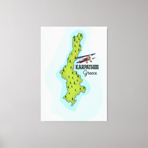 Toile Carte grecque Karpathos Affiche illustrée