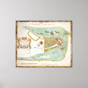 Toile Carte historique de New York City (1664)