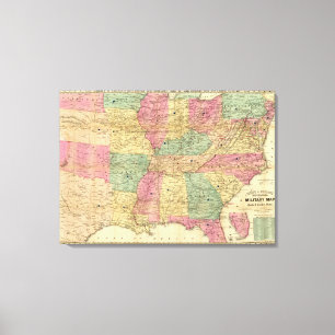 Toile Carte historique et militaire des USA