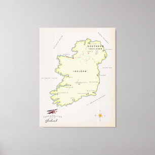 Toile Carte illustrée de l'Irlande