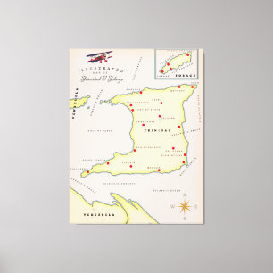 Toile Carte illustrée de Trinité-et-Tobago