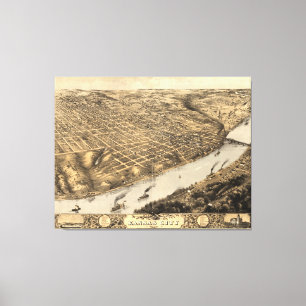 Toile Carte imagée vintage de Kansas City (1869)