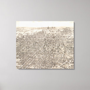 Toile Carte imagée vintage de Springfield Ohio (1884)
