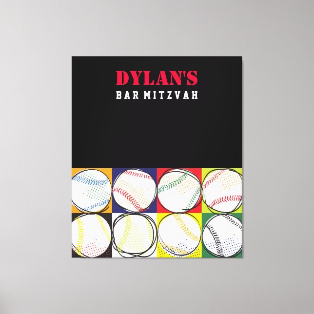 Toile Carte mémoire de base-ball à thème Bar Mitzvah Con (Recto)